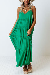 Maxi-Slip-Kleid mit gestuften Taschen